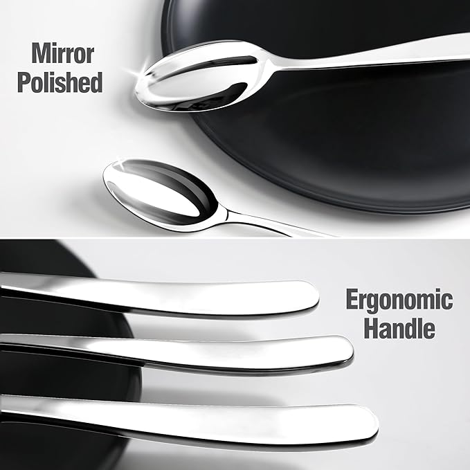 Silverware Set for 8, 40 Piece 18/10 Stainless Steel Flatware Utensils Cutlery Set, Mirror Polished knives Forks and Spoons Silverware Sets for Dinner,Wedding,Festival Gift,Dishwasher Safe,Rust Proof