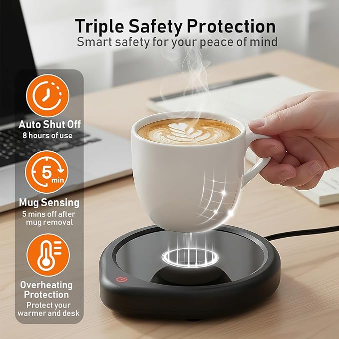 Oracer Coffee Mug Warmer, Cup Warmer for Desk with Auto Shut Off Smart Temperature Settings, Electric Beverage Tea Water Milk Heater for All Cups and Mugs, Heating Plate Candle Wax Warmer