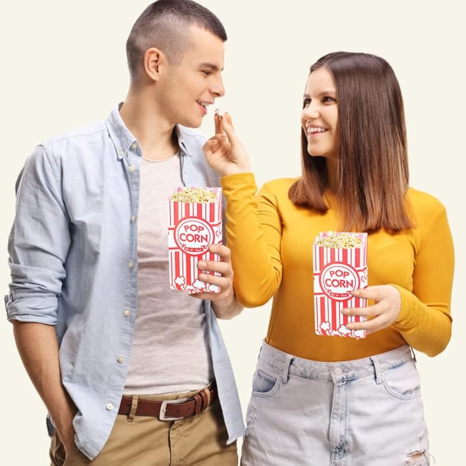 Essenya 202 Pcs Popcorn Bags with Popcorn Scoop and Salt Shaker,1 oz Small Pop Corn Bags Popcorn Bags Individual Servings for Popcorn Machine Supplies Party Movie Night Theater