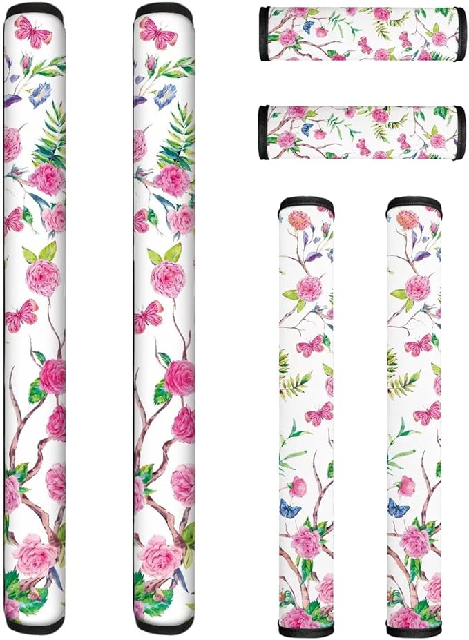 6 PCS Refrigerator Door Handle Covers, Kitchen Appliance Gloves Anti-Slip for Ovens Dishwashers Keep Kitchen Appliance Clean Party Holiday Home Decoration, Pink Rose Floral