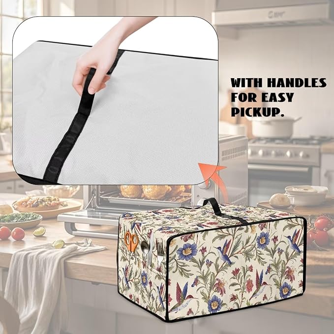 Countertop Convection Oven Cover Dust Protection Air Fryer Toaster Oven Covers for Home Kitchen Decorations 14.5 x 18.5 x 9 Inches, S, Hummingbird Floral Leaf