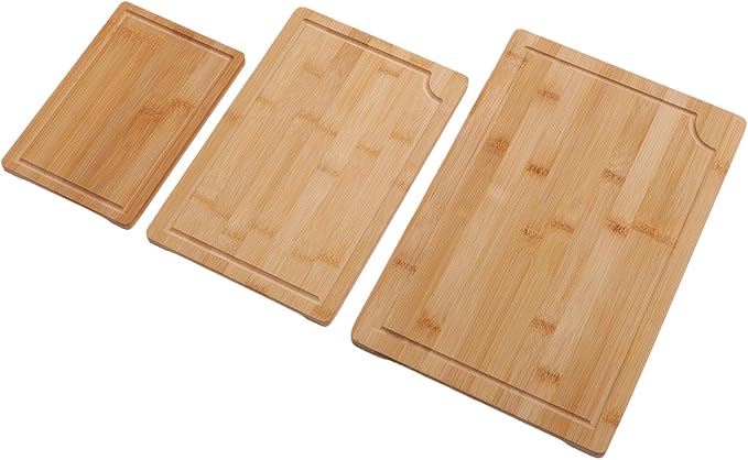 YUYTE 3pcs Wood Chopping Boards Set Smooth Cutting Boards with Grooves for Kitchen Slicing Dicing Serving