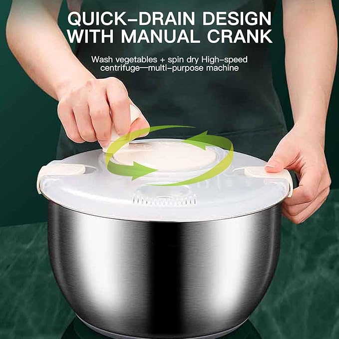 6L stainless steel salad dehydrator, fruit washer, lettuce dehydrators, suitable for home fruit washer and pasta dehydrator, kitchen essential tool (Blue)