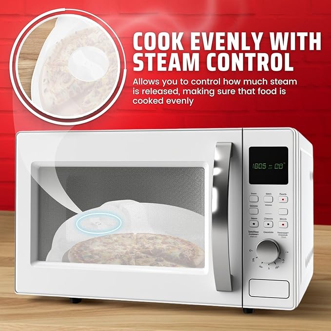 Flexzion 10.5 Inch Microwave Splatter Cover - BPA-Free Anti-Splatter Microwave Cover with Adjustable Steam Vent, Dishwasher Safe, Transparent Plastic Food Covers for Microwave Cooking