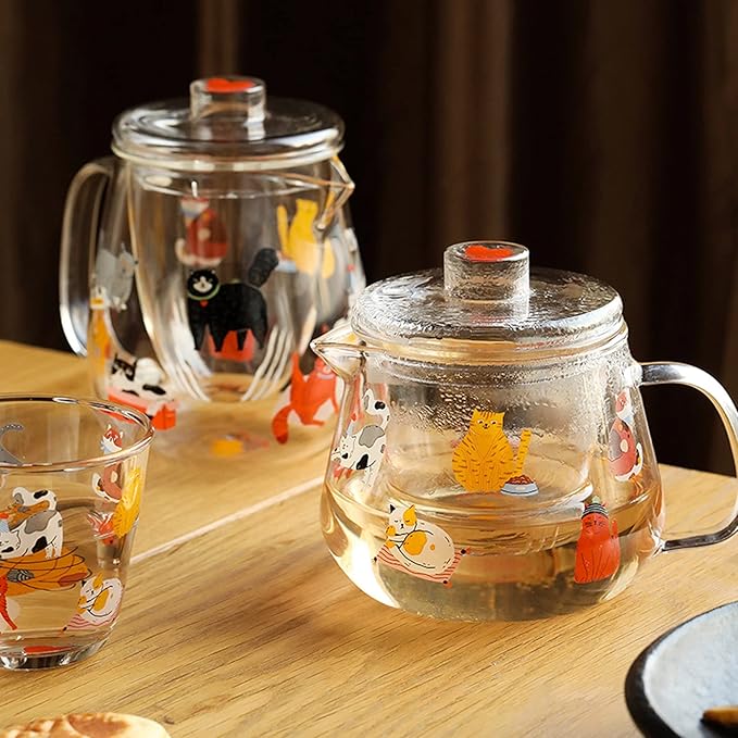Pitcher Cute Pitcher with Glass Built-in Filter and High Temperature Resistant Cold Water Jug with Handle and Lid for Juice, Milk, Drinks Hot/Cold Water Carafe (Size : CH)