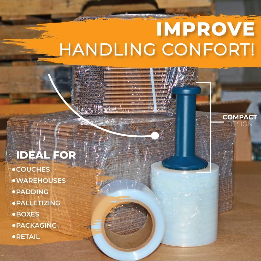 WOD SFD5 Industrial Mini Hand Stretch Wrap Film Plastic Dispenser - Used for Storage Moving, Pallet Wrap, Packaging, Wrapping: Fits 3 in Core (Pack of 100)