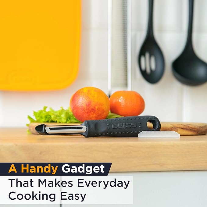 Deiss PRO Swivel Vegetable Peeler - Sharp Japan Stainless Steel Peeler With Easy Non-Slip Hand Grip, Potato Peelers For Kitchen, Fruit, Carrot, Apple, Veggie, Kiwi, Durable, Dishwasher Safe