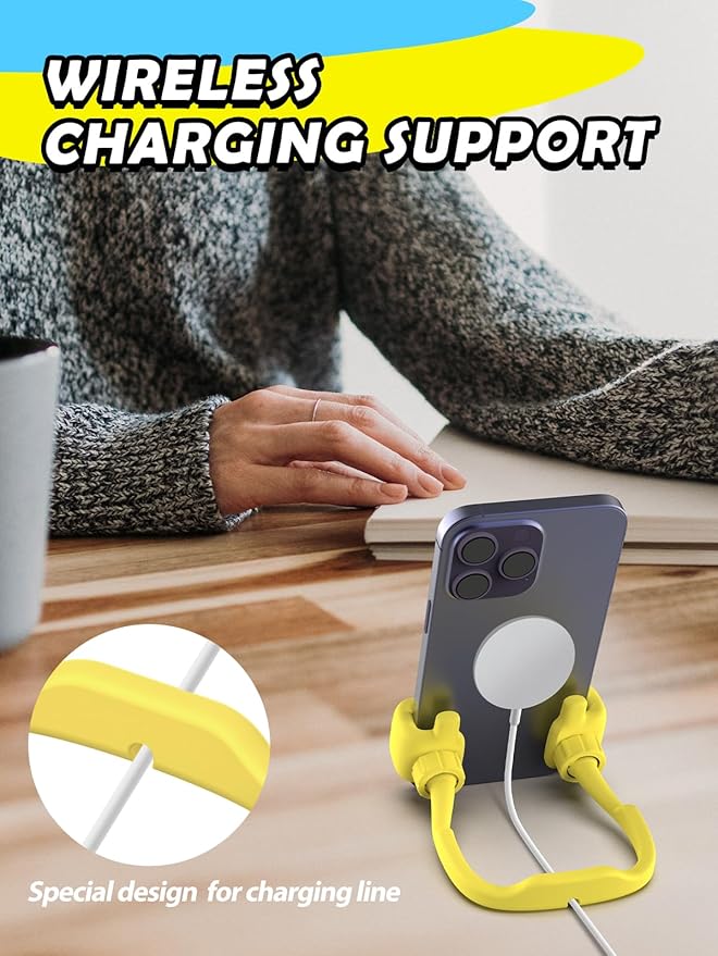 Stocking Stuffers for Teens Boys Girls Cell Phone Stand: Upgrade Adjustable Thumbs Up Lazy Phone Holder for Desk Fun Birthday Gifts for Grandma Adults Husband from Wife (Yellow, 1)
