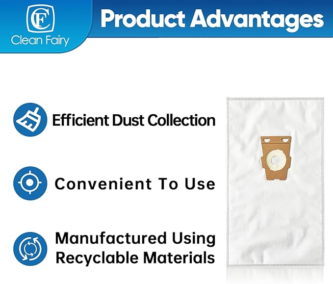 CF Clean Fairy 10 Pack Compatible With Kirby Vacuum Bag Style F For Avalir, Sentria I, II, Ultimate Diamond G3 G4 G5 G6 Gsix G10, G10D, G10E, G10Se Replacement for 204808 204811