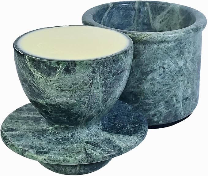 Jungle Green Butter Keeper, Round Marble Butter Dish, 4 inches, 3.5 inch Diameter
