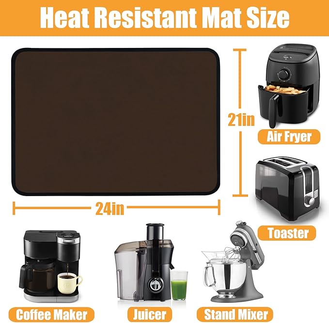 Heat Resistant Mat 21x24in, Large Hot Pads for Kitchen Counter, Countertop Protector for Air Fryer and Coffee Station, Appliance Mat