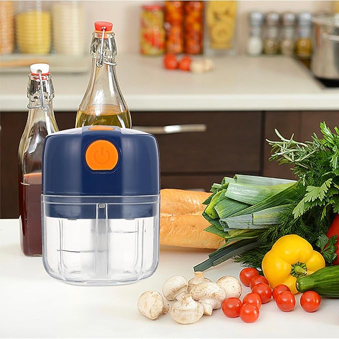 UPKOCH Electric Garlic Masher and Food Masher Portable Cordless Mini 250ml Kitchen Chopper for Food and Home Cooking with 1200amh Motor Blue