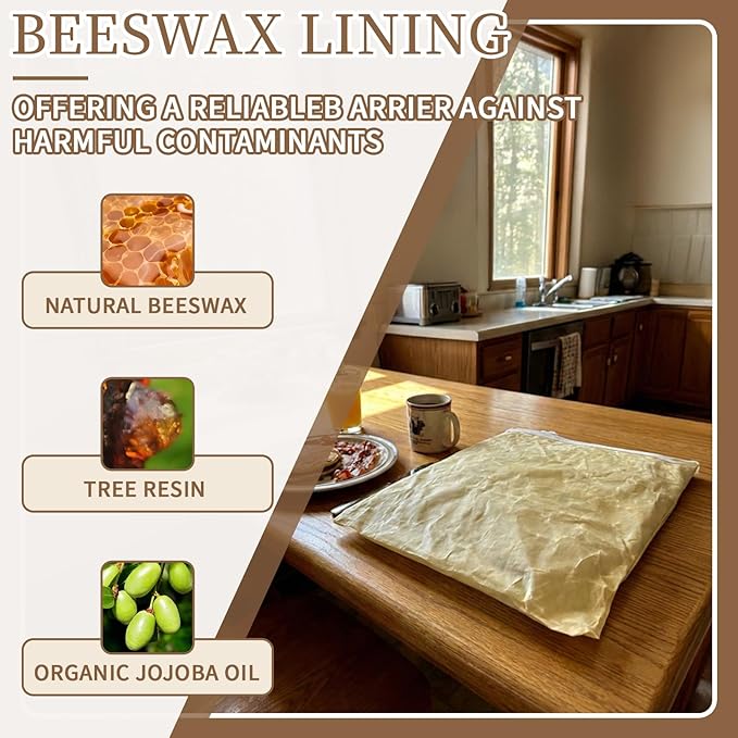 Reusable Beeswax Bread Bags-17"x13" Large Bread Bags for Sourdough & Homemade Cloth BreadBags Keeps Fresh Longer 2Pack (Flower Pattern) | Flower Pattern, Beeswax Bread Bag, Large Size, Zipper, Snap-on