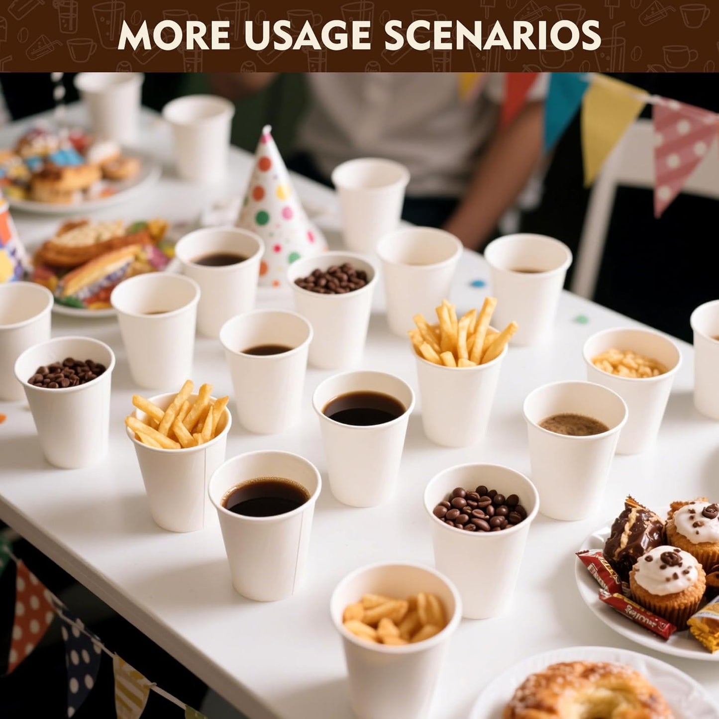 YEEHAW 3 oz 300 Pack Disposable Paper Coffee Bathroom Cups, Small White Mouthwash Cup for Bathroom