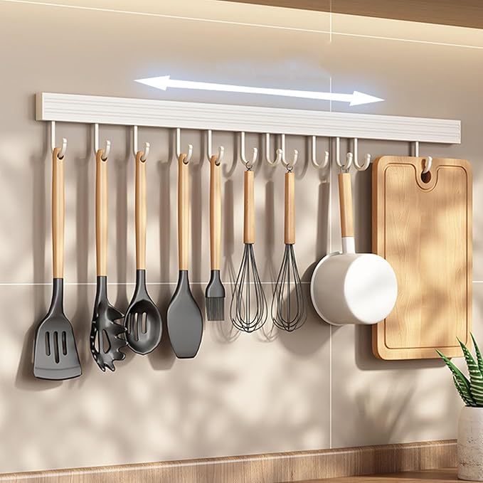 ZJchao Space Aluminum Kitchen Utensils Hanger Rack Organizer White (6 Hooks 30cm)