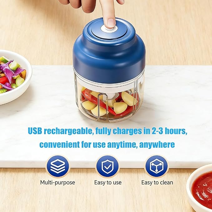 2026 Upgraded Electric Mini Garlic Chopper - Portable USB Rechargeable Food Processor, Cordless Small Vegetable Mincer & Grinder for Garlic, Onion, Ginger, Chili (Purple)