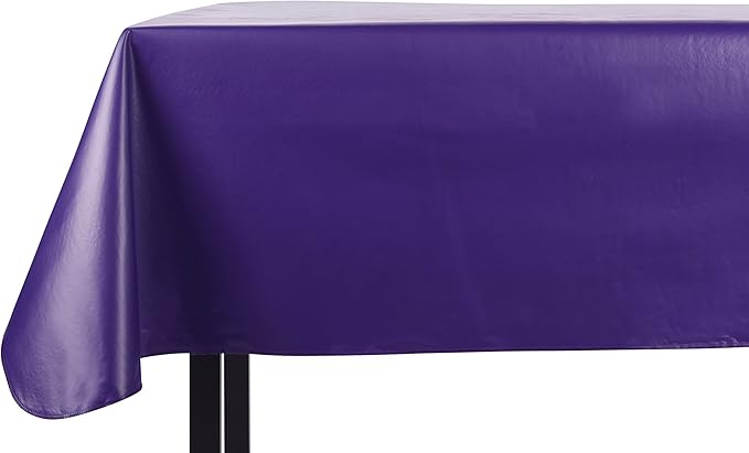 Yourtablecloth Heavy Duty Vinyl Rectangle or Square Tablecloth – 6 Gauge Heavy Duty Tablecloth – Flannel Backed – Wipeable Tablecloth with Vivid Colors & Many Sizes 52 x 90 Purple