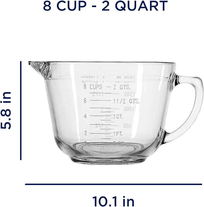 Anchor Hocking Batter Bowl, 2 Quart Glass Mixing Bowl