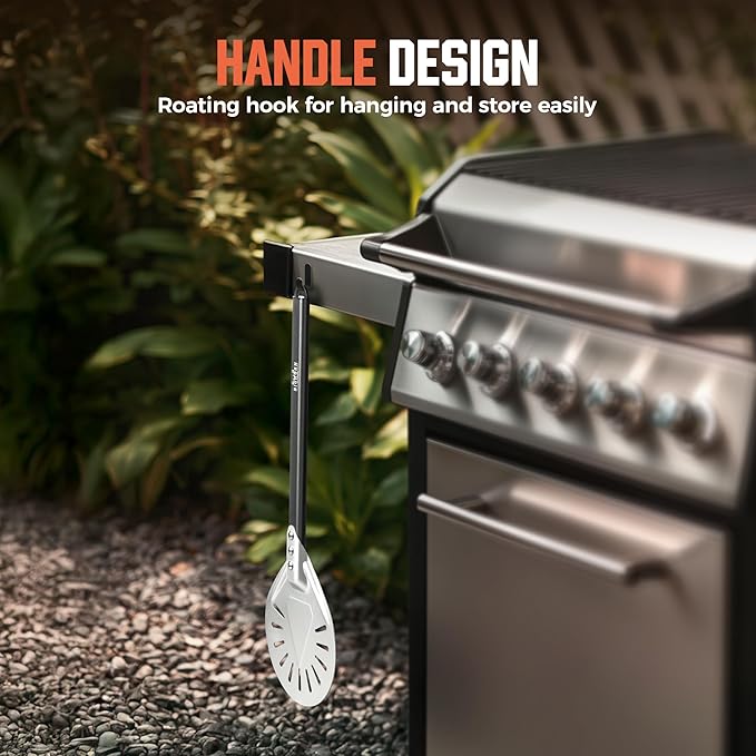 BIG HORN OUTDOORS Pizza Peel - 7-Inch Pizza Turning Peel with Non-Stick Anodized Aluminum for Effortless Pizza Turning&Baked - Perfect Pizza Oven Accessories