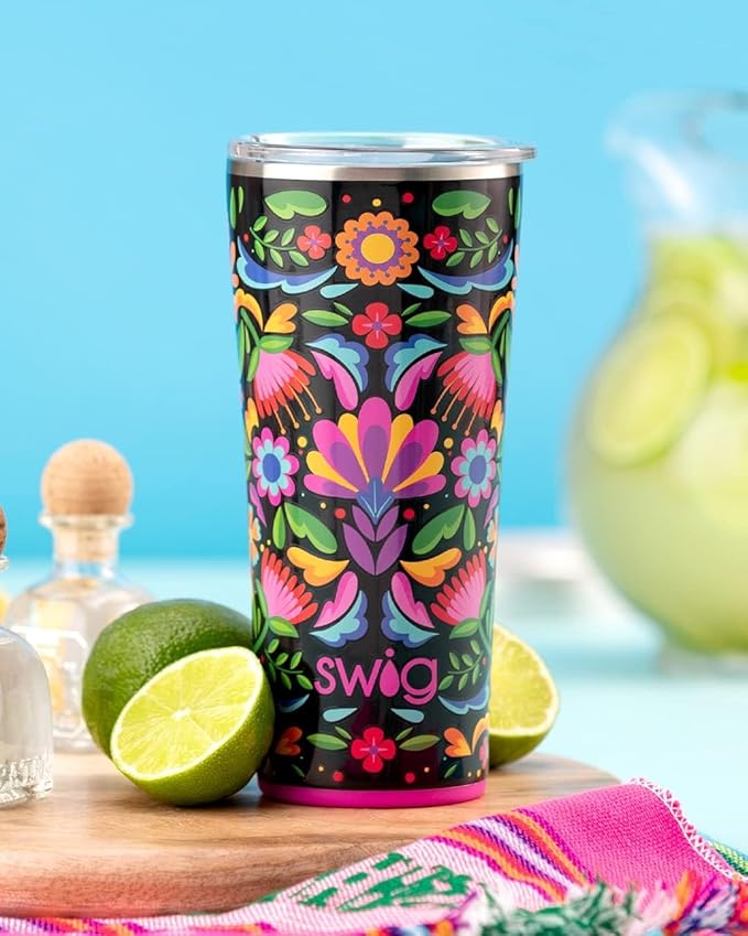 Swig Life 22oz Insulated Tumbler, Travel Coffee Tumbler with Lid, Cup Holder Friendly Travel Coffee Mug, Stainless Steel (Caliente)