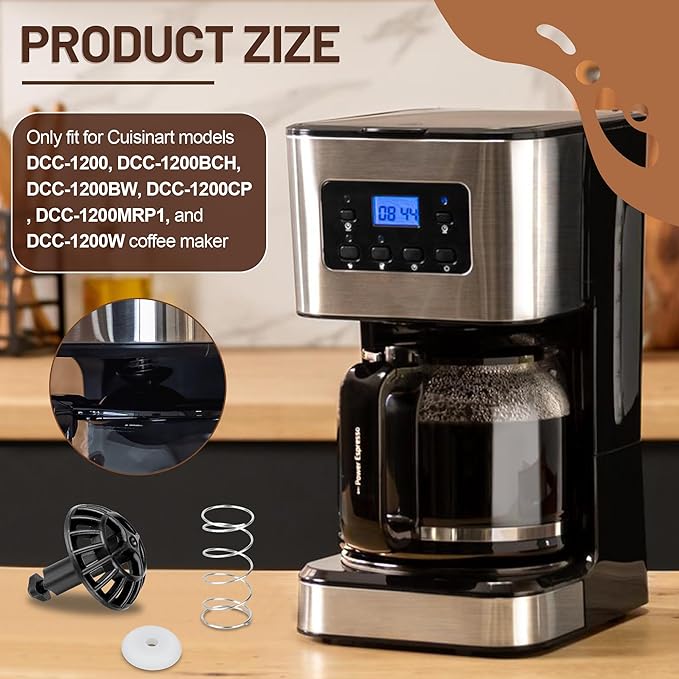 Coffee Replacement Brew Basket Spring Loaded Stopper Kits for Cuisinart Coffee Makers, Coffee Machine Accessory Compatible with Cuisinart DCC-1200, DCC-1200BCH, DCC-1200BW Brew Basket, 2 Pack