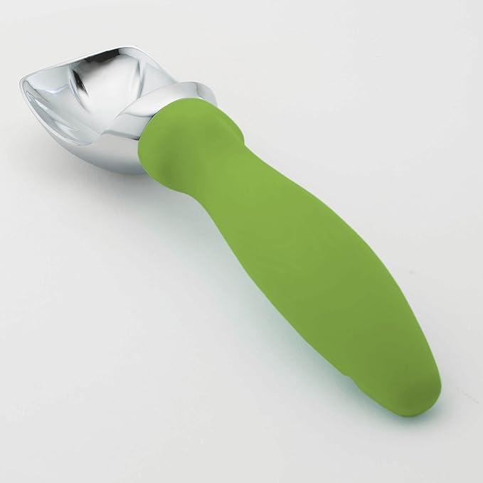 Spring Chef Green Heavy Duty Ice Cream Scoop with Non-Slip Handle - Professional Metal Ice Cream Scooper for Cookie Dough, Frozen Yogurt, Gelato, Sorbet, Melon - Dishwasher Safe Kitchen Tool
