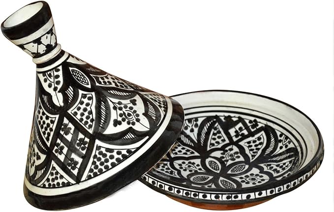 Moroccan Handmade Serving Tagine Exquisite Ceramic With Vivid colors Original 8 inches Across