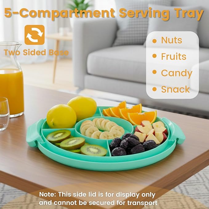 HANSGO Cake Carrier with Lid and Handle, Extra Deviled Egg Containers, Cake Holder for 10 inch Cakes with 2 Handles, 11 Capacity Cupcake Carrier, Two Sided Base for Nuts, Fruits, Muffins, Pies, Pizza