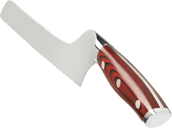 Ergo Chef Crimson Series 8-Inch Serrated Offset Bread & Deli Knife - High-Carbon German X50CrMoV15 Stainless Steel Blade - Durable G10 Fiberglass Handle