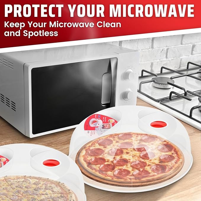 Flexzion 11.5 Inch Microwave Splatter Cover - BPA-Free Anti-Splatter Microwave Cover with Adjustable Steam Vent, Dishwasher Safe, Transparent Plastic Food Covers for Microwave Cooking