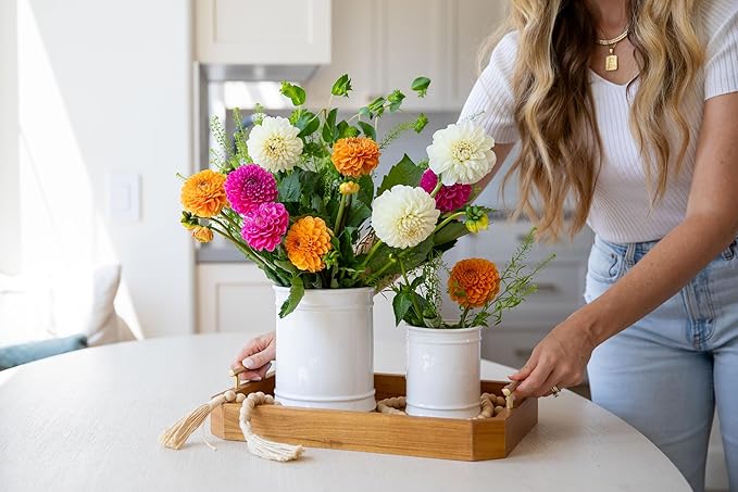 25DOL Large 7.5"+5.5" Elegant Ceramic Utensil Holder for Countertop, Cooking Utensils Organizer for Spatula, Large Utensils Crock for Kitchen Counter, Kitchen Decor, set of 2, White