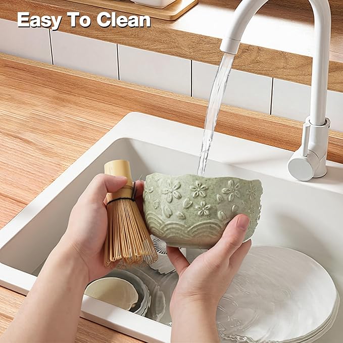 Matcha Whisk Set, 8-Piece Ceramic Japanese Matcha Bowl & Accessories Kit for Traditional Tea Ceremony, Home Use & Gifts(Green)