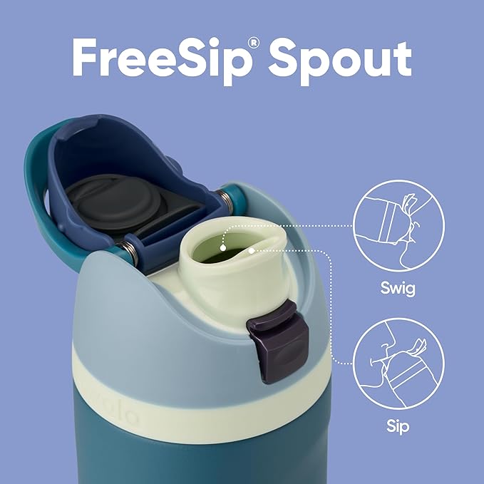 Owala FreeSip Insulated Stainless Steel Water Bottle with Straw, BPA-Free Sports Water Bottle, Great for Travel, 24 Oz, Denim