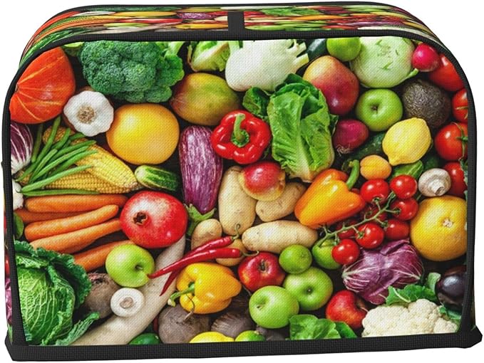 Vegetable Toaster Cover 2 Slice, Cute Country Bread Machine Cover, Washable Toaster Kitchen Small Appliance Cover Stain Resistant,with Top Handle