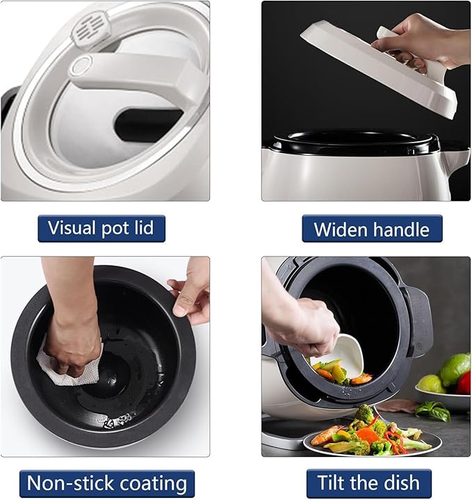 Automatic Cooking Machine, 6L Auto Cooking Wok Fried Rice Machine,One-Click Smart Start, 360 ° Automatic Rotation, for Stir Frying,Stewing,Cooking,220V2000W