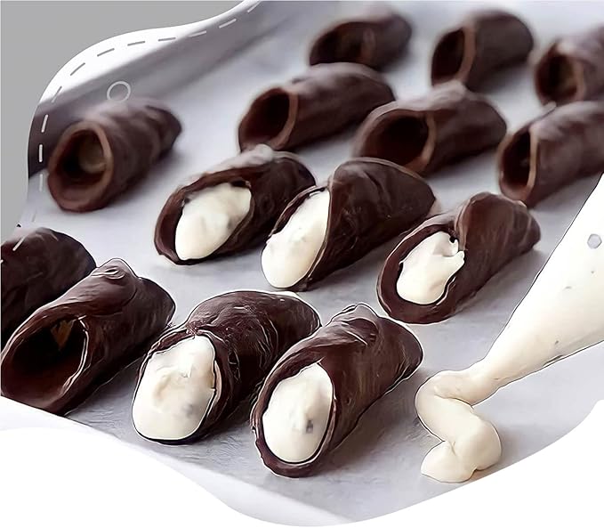 VolksRose 16pcs Cannoli Tubes Kit, Stainless Steel Cannoli Forms Tubular Shaped Baking Molds for Danish Pastry Lady Lock Form Croissant Shell Ice Cream Puff Waffle Cream Roll
