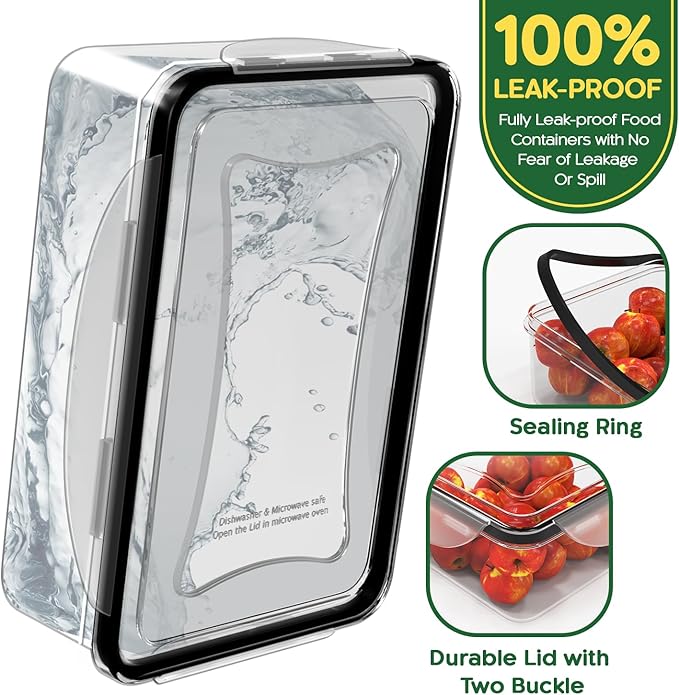 RockBerry 50 Pcs Large Food Storage Containers with Lids Airtight-85 OZ to small Containers-Total 526OZ Stackable Kitchen Set -BPA Free Leak proof containers (50Multi)
