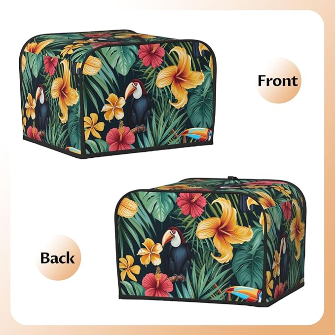 Tropical Jungle Birds Covers for 4 Slice Toasters,Cute Country Bread Machine Cover with Handle,Washable Stain Resistant Kitchen Small Appliance Cover Dining Decor