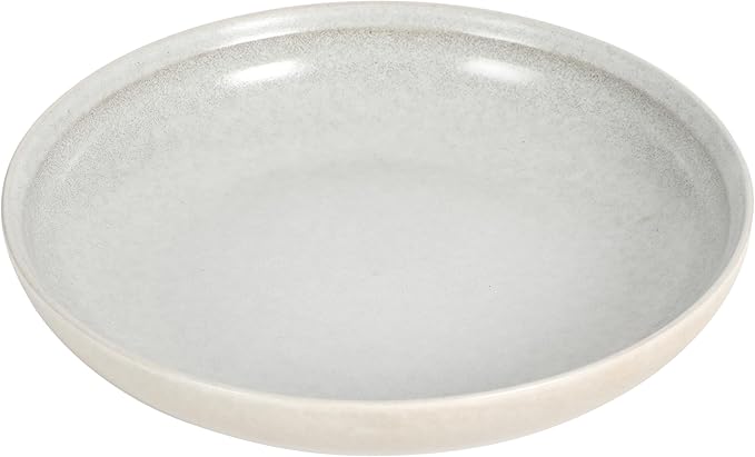 Gibson Elite Beckett 4-Piece Ash White Dinner Bowl Set – Reactive Glaze Stoneware – Shallow Pasta Bowls – Round Wide-Rim Design – Microwave & Dishwasher Safe