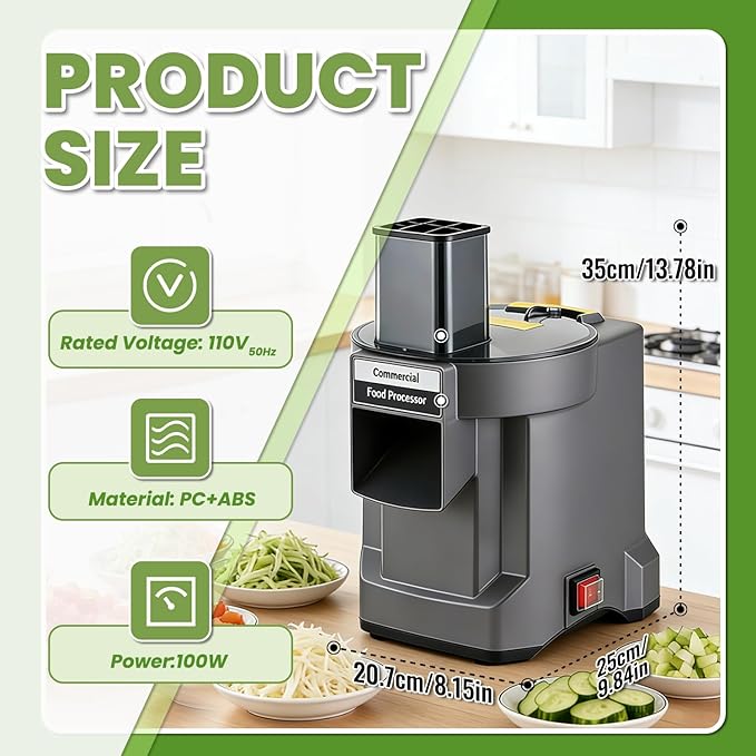 5 in 1 Commercial Food Processor with 5 Blades, Electric Vegetable Chopper, Vegetable Dicer Fruit Slicer, Multifunctional Shredder Slicer Dicer Machine, for Potato Onion Carrot, 110V
