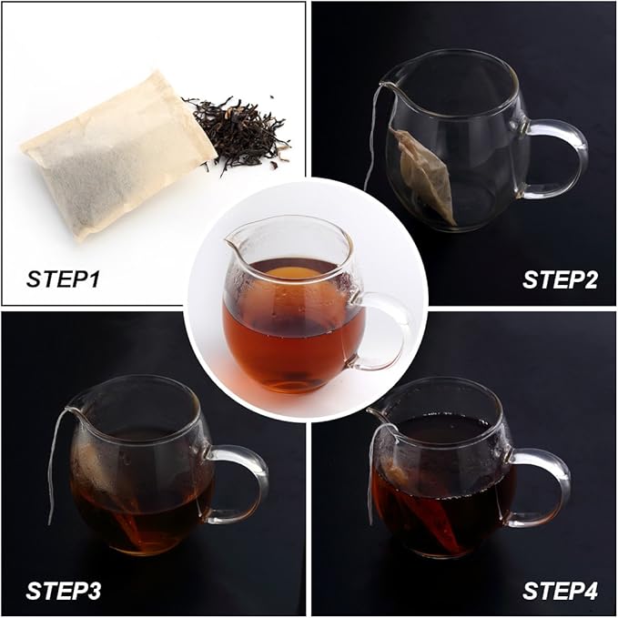 400 Pack Disposable Drawstring Tea Filter Bags Safe & Natural Unbleached Paper Tea Infuser Drawstring Empty Bag for Loose Leaf Tea (Multi-size, Natual Color)