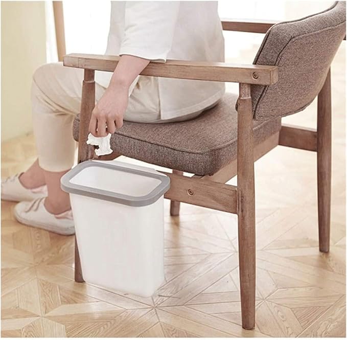 Garbage Cans Hanging Waste Bin Under Kitchen Sink,Plastic Dustbins Over Cabinet Door with Top Ring to Fix Garbage Bag Basket(White)