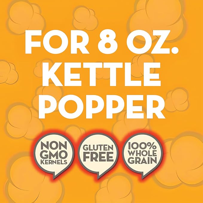 JOLLY TIME All in One Popcorn Kit, Portion Packets with Kernels, Oil and Salt for Movie Theater or Air Popper Machines (24 pack, 8oz Kettle)