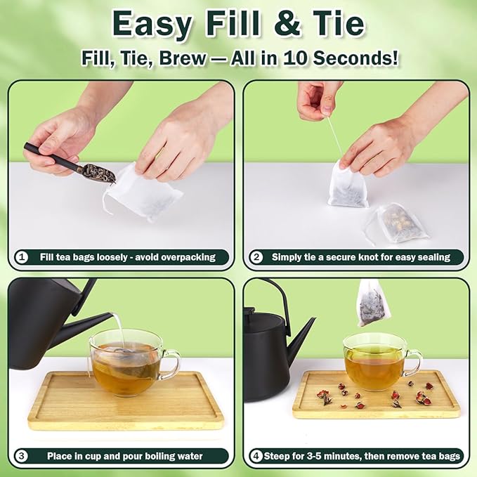 400Pcs Disposable Tea Bags for Loose Leaf Tea, Empty Tea Filter Bags for Cooking, Infuser Sachets for Spice, Coffee, Herb and More (3.54x2.75 Inch)