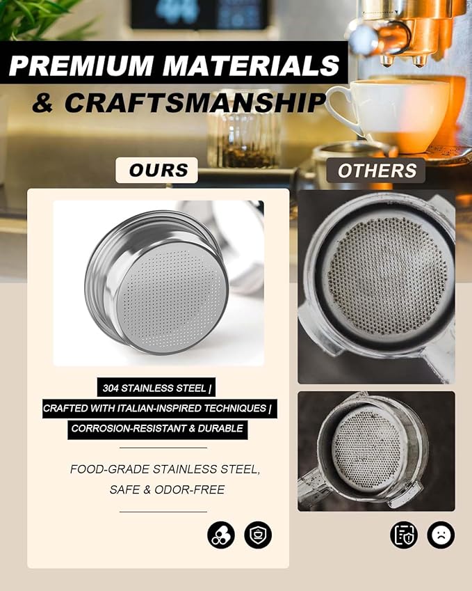 [1 Pack] Dual Wall Filter Basket 2 Cup,18–22g,double shot basket, Compatible with 54mm Breville Sage Espresso Machines (Express, Bambino, Bambino Plus, Barista Pro, Impress, Barista Touch, Infuser)