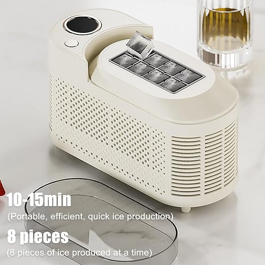 mini Ice Maker Machine Counter Top for Home, Portable Small Clear Ice Cube Maker, ce Ready in 10 Mins, Low Noise & Energy Saving, Easy to Clean (White Standard)