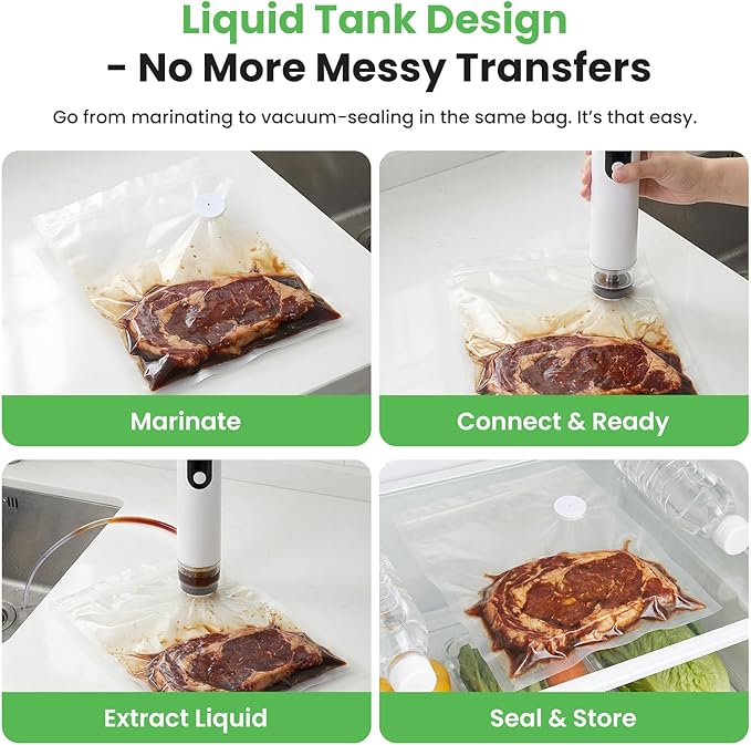 Portable Handheld Vacuum Sealer, Cordless Food Vacuum Sealer Machine for Home & Travel, 1500mAh 60kPa Rechargeable Vacuum Sealer for Food with 30 Bags, for RV, Camping, and Meal Prep