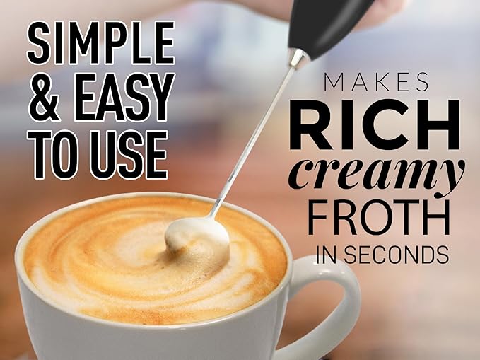 Zulay Kitchen Powerful Milk Frother Handheld Foam Maker for Lattes - Whisk Drink Mixer for Coffee, Mini Foamer for Cappuccino, Frappe, Matcha, Hot Chocolate - Unicorn Black