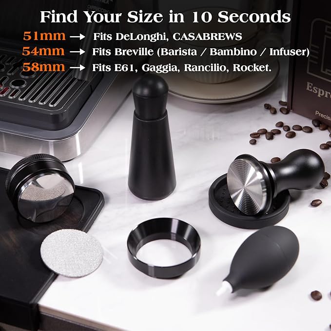 7 PCS 58mm Espresso Accessories Kit: Espresso Tamper, Coffee Distributor, Puck Screen, Dosing Funnel and WDT Tool Espresso Machine Accessories, Professional Espresso Tools