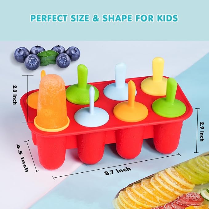 Miaowoof 10-Cav & 8-Cav Silicone Popsicle Mold for Kids, Non-BPA Premium Silicone Popsicles Molds Set